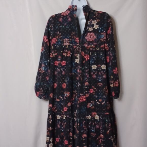 To La Roo Girls Black Floral  Tunic Neck Midi Dress. Size 14 - Picture 15 of 15